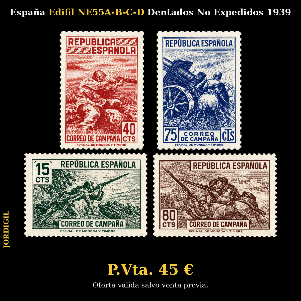 España · Edifil NE55A-B-C-D Dentados